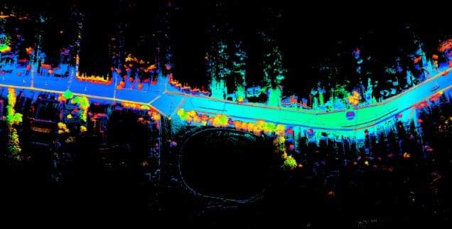LiDAR drone survey over terrain