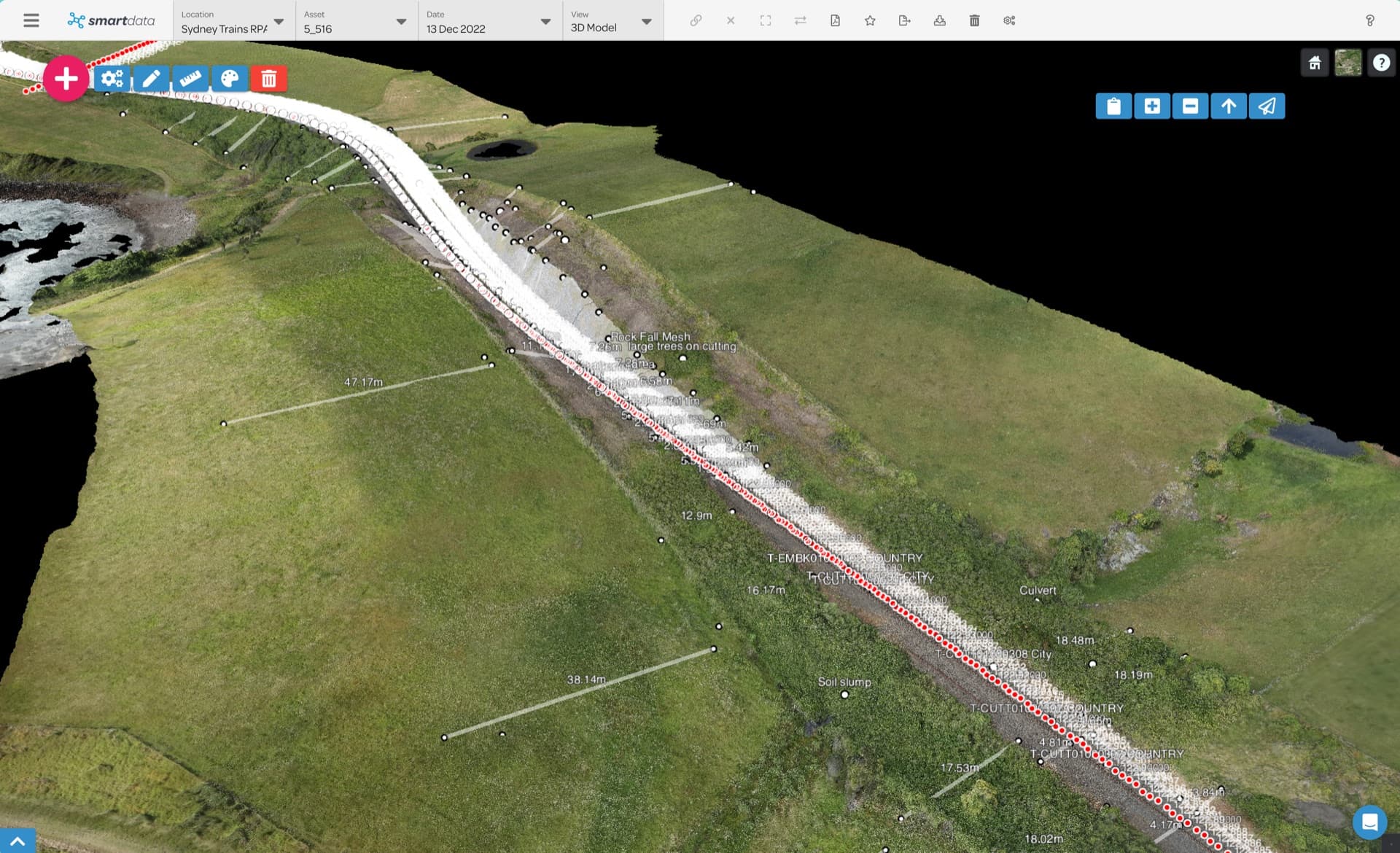 3D modelling software showing rail infrastructure