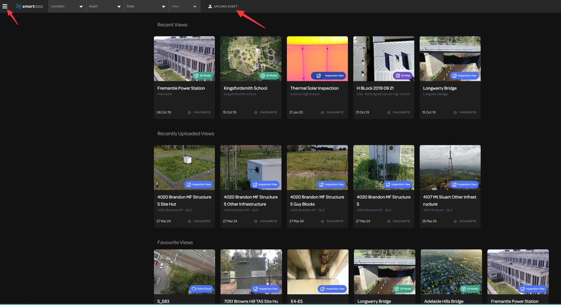 SmartData drone data management dashboard