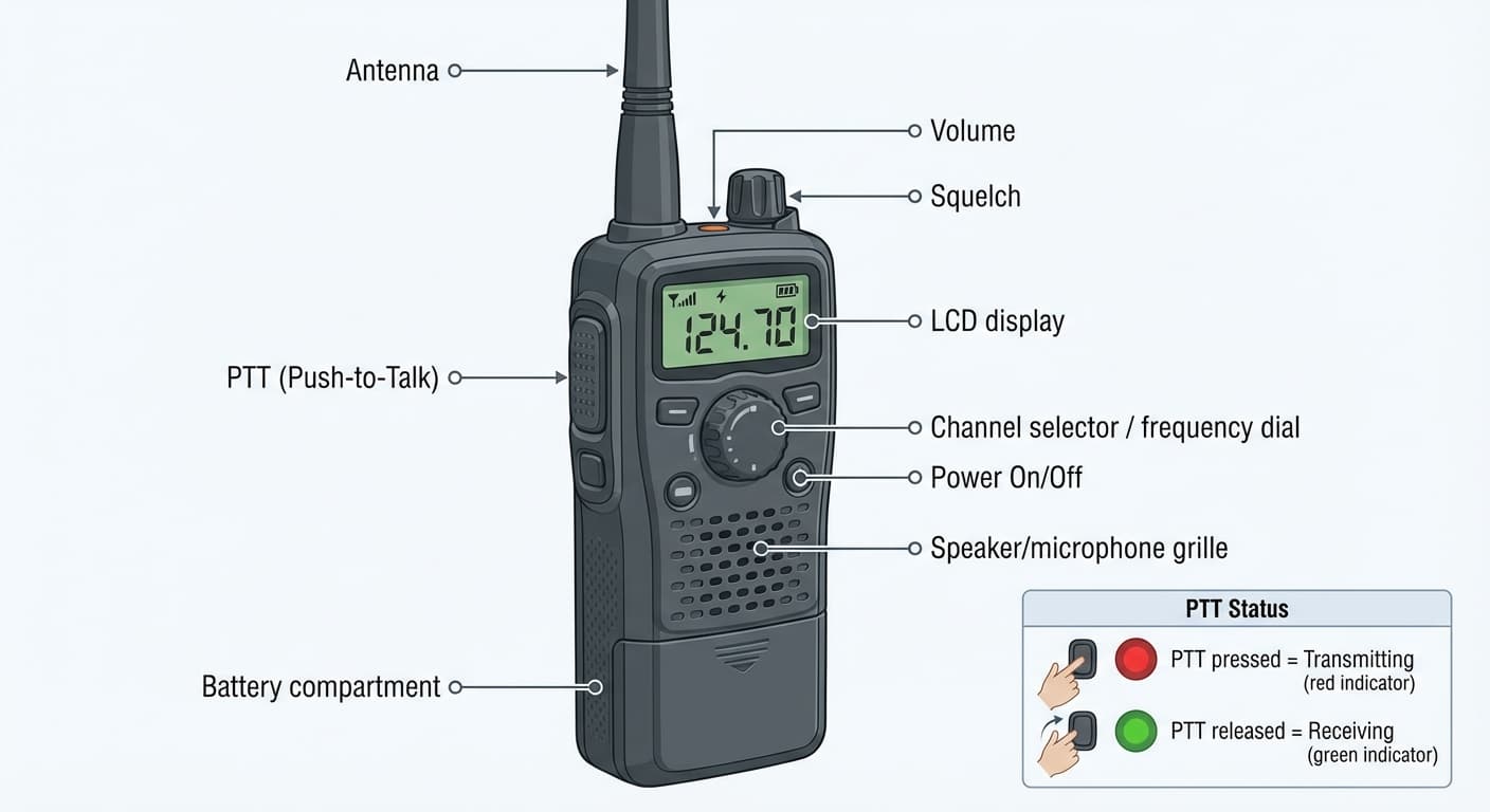 Remote pilot station radio controls and telemetry diagram