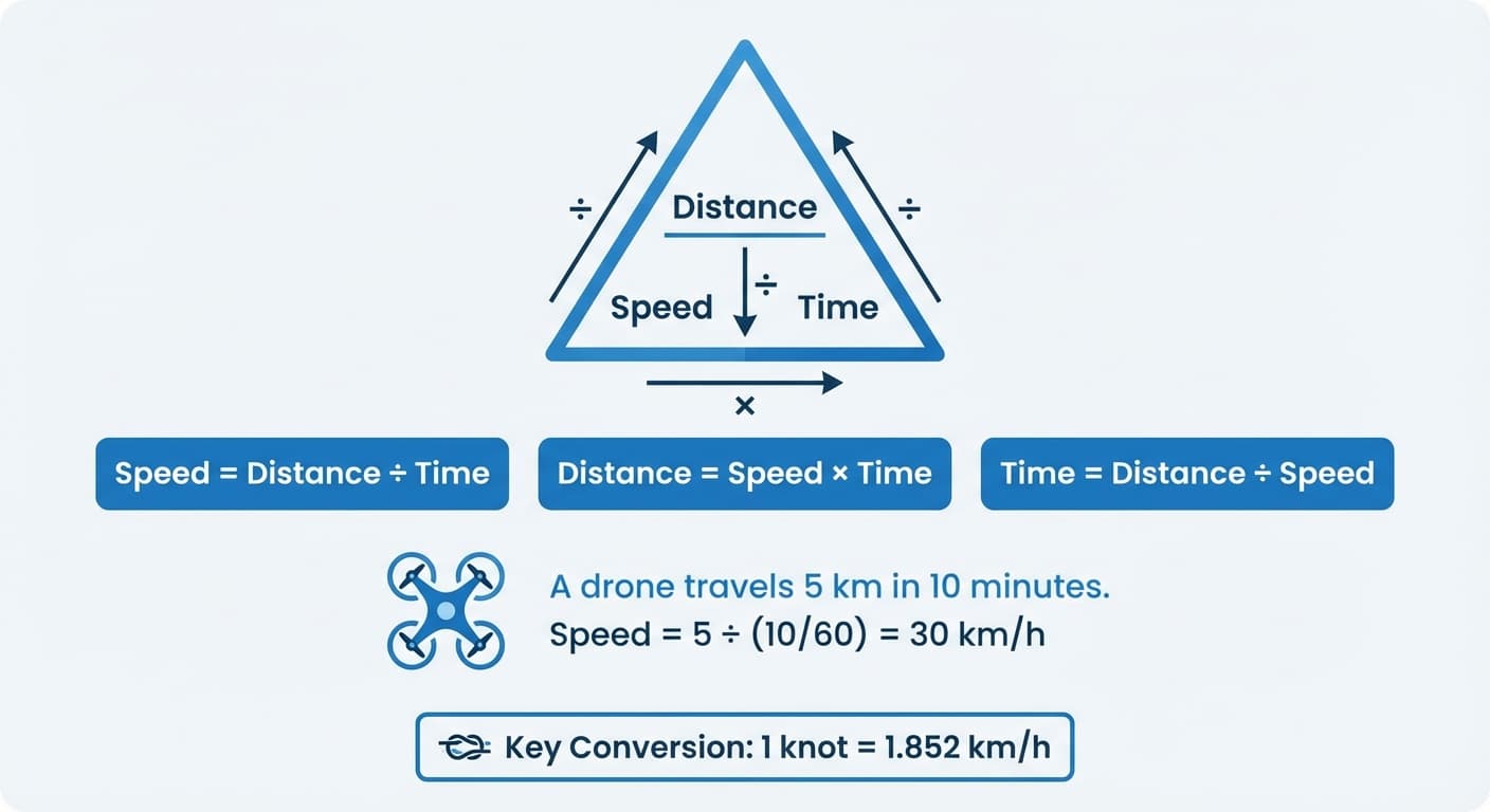 Speed, distance and time diagram for basic flight planning
