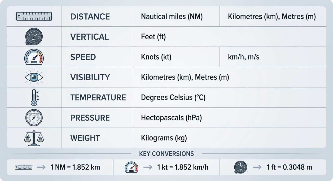 Aviation units of measurement summary